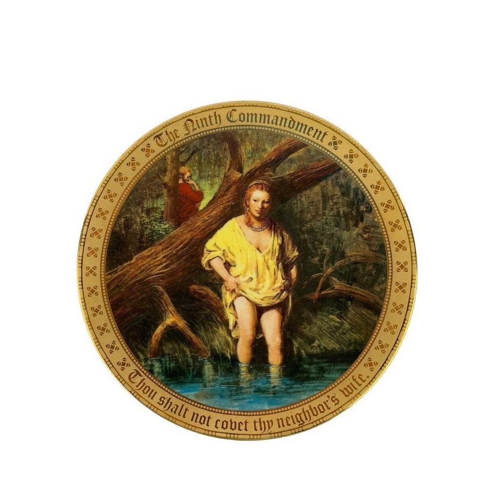 Danbury Mint Hand Decorated The Ninth Commandment Collectible Plate Mary Mayo 9.